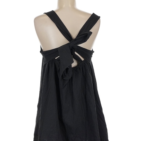 Free People Beach Mini Dress Valley Ruffle Strap Tie Back Loose Cutout Pockets S - Picture 5 of 5